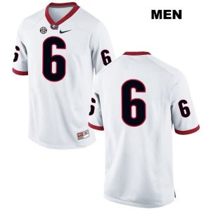 Men's Georgia Bulldogs NCAA #6 Natrez Patrick Nike Stitched White Authentic No Name College Football Jersey QMV1354UV